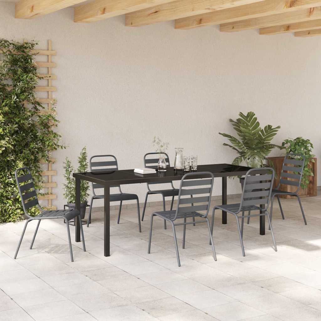 Tuin eettafelset 7 pcs Antraciet Gepoedercoat staal – afbeelding 4