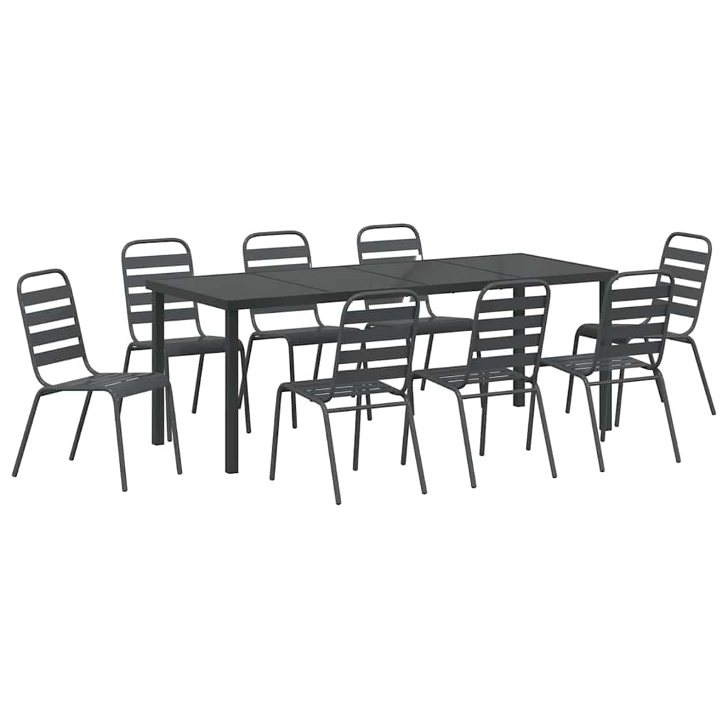 Tuin eettafelset 9 pcs Antraciet Gepoedercoat staal – afbeelding 2