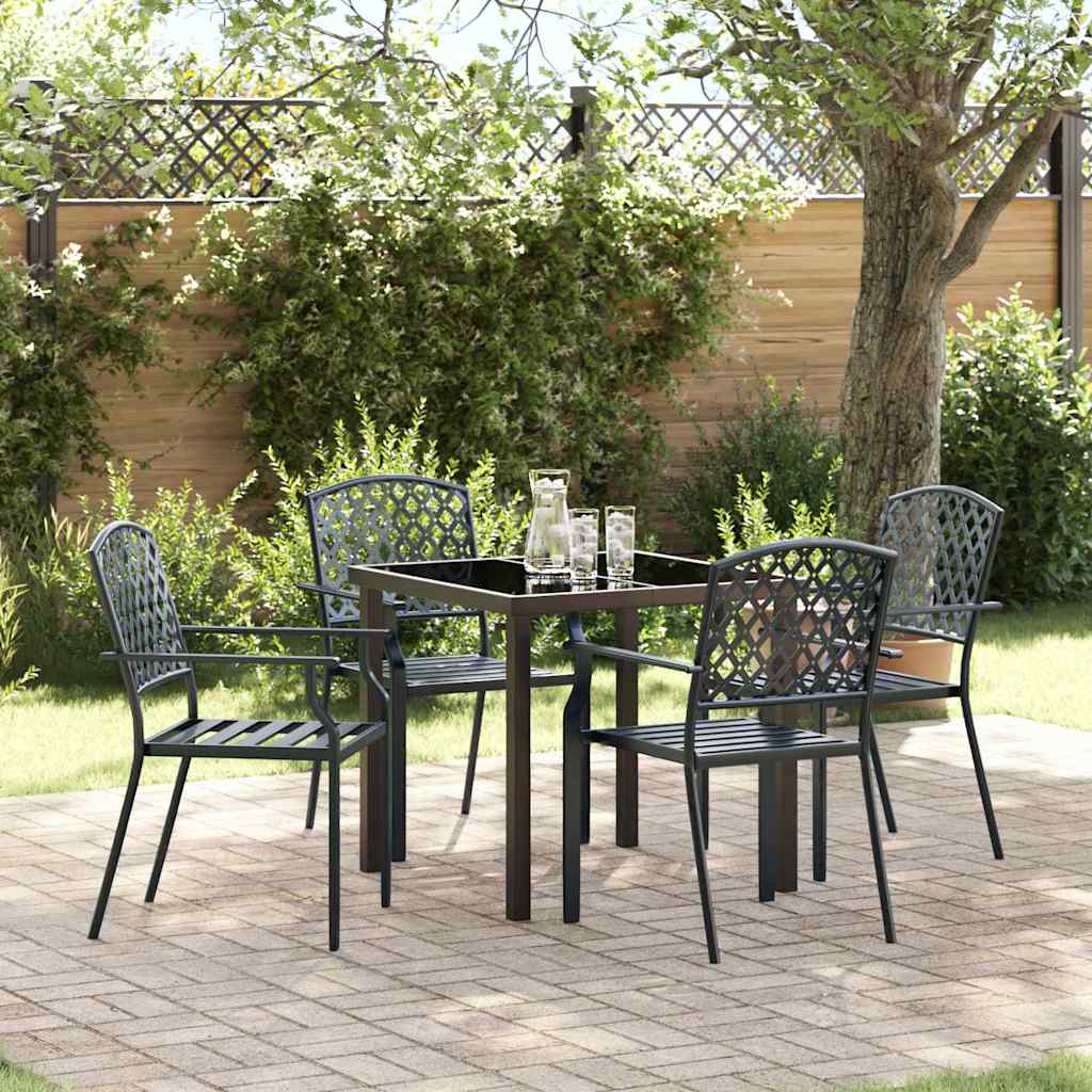 Tuin eettafelset 5 pcs Antraciet Gepoedercoat staal – afbeelding 1