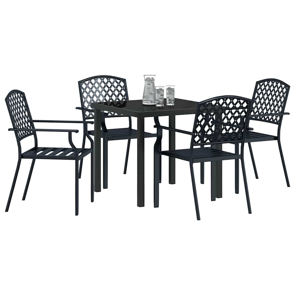 Tuin eettafelset 5 pcs Antraciet Gepoedercoat staal – afbeelding 3