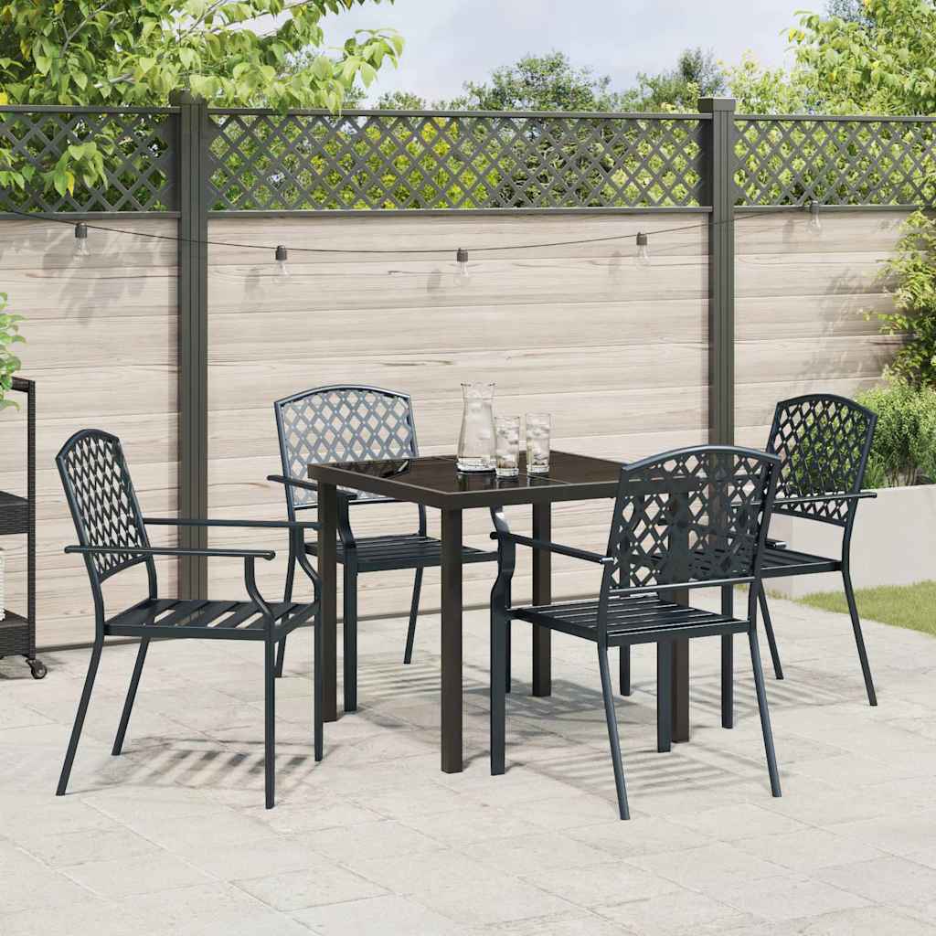 Tuin eettafelset 5 pcs Antraciet Gepoedercoat staal – afbeelding 4