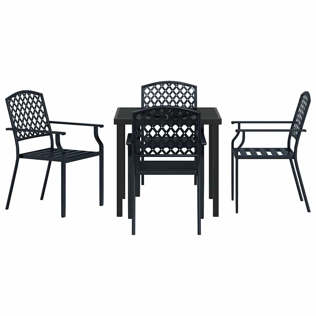 Tuin eettafelset 5 pcs Antraciet Gepoedercoat staal – afbeelding 7