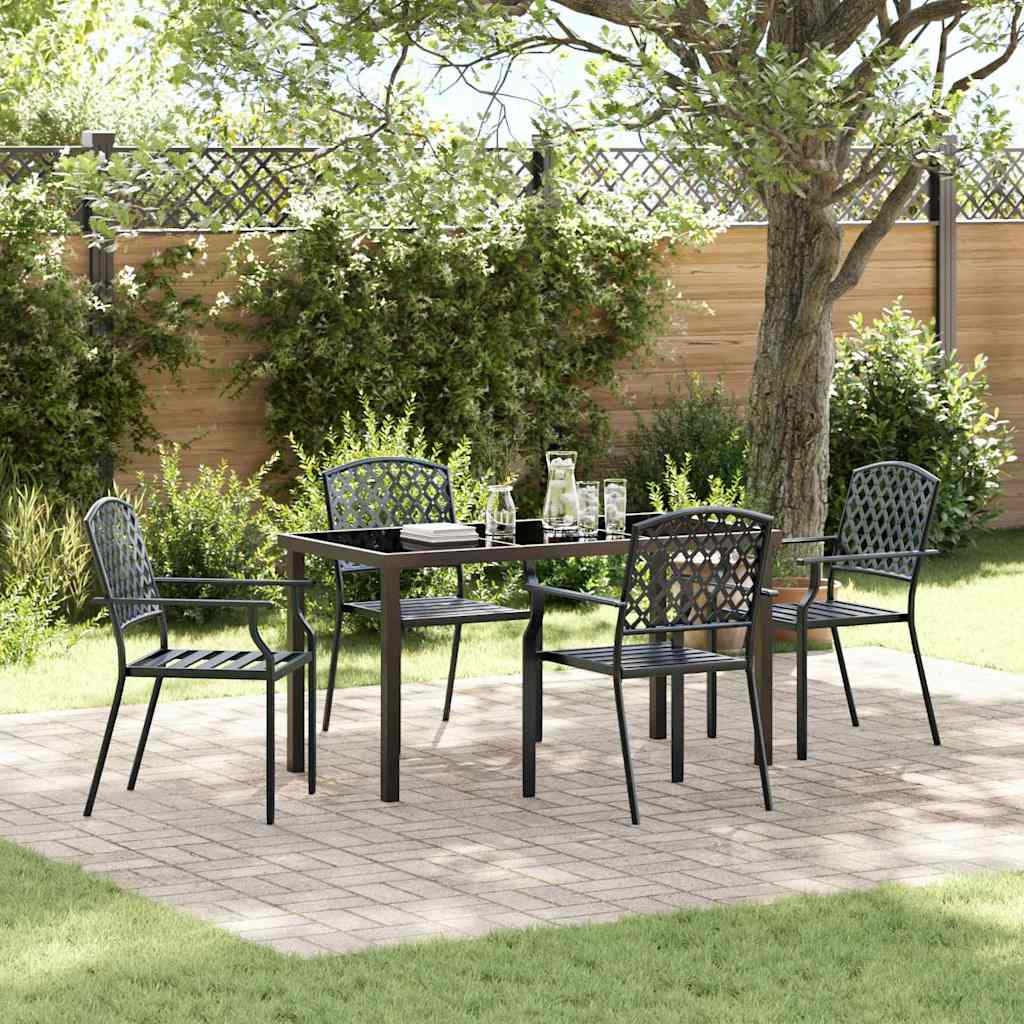 Tuin eettafelset 5 pcs Antraciet Gepoedercoat staal – afbeelding 1
