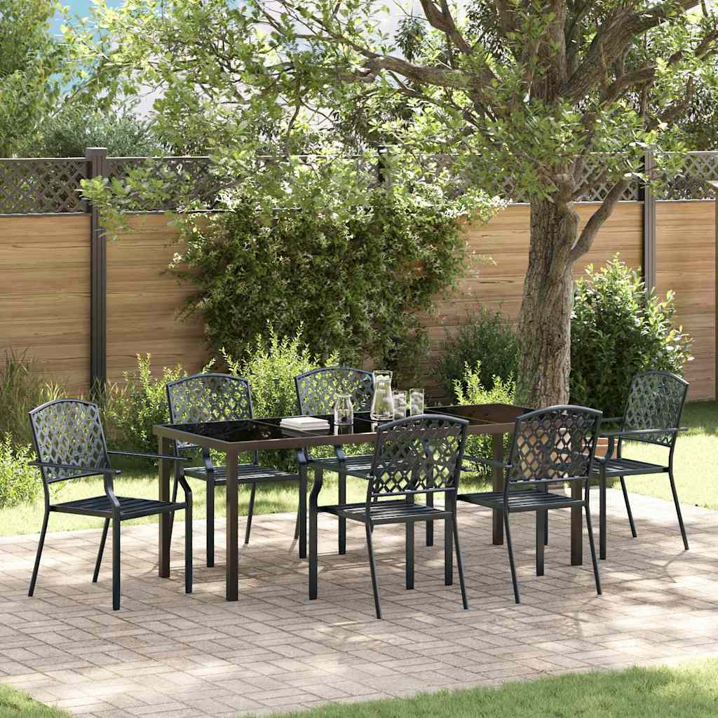 Tuin eettafelset 7 pcs Antraciet Gepoedercoat staal – afbeelding 1