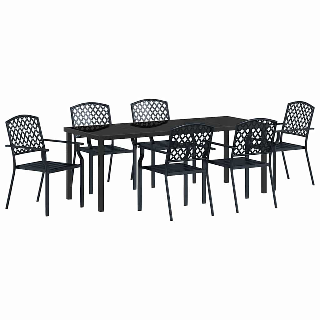 Tuin eettafelset 7 pcs Antraciet Gepoedercoat staal – afbeelding 2