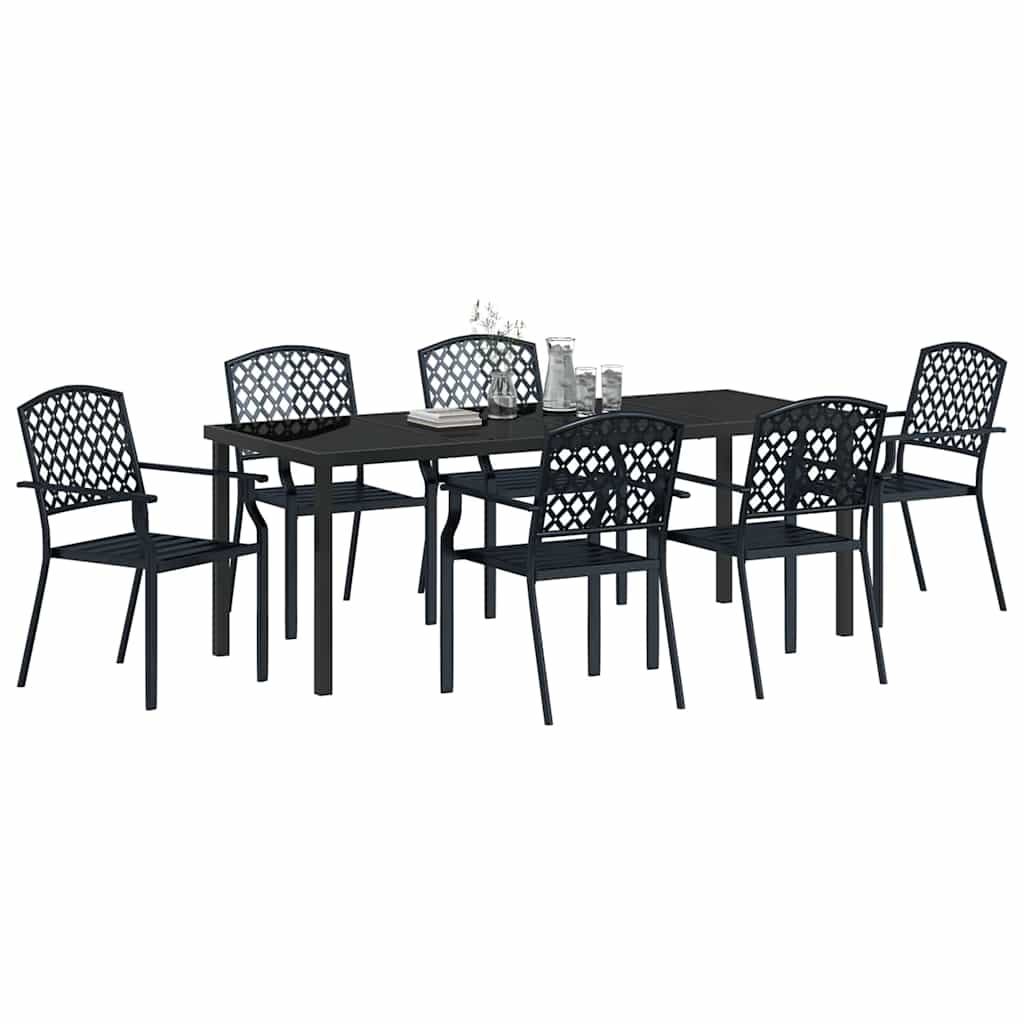 Tuin eettafelset 7 pcs Antraciet Gepoedercoat staal – afbeelding 3