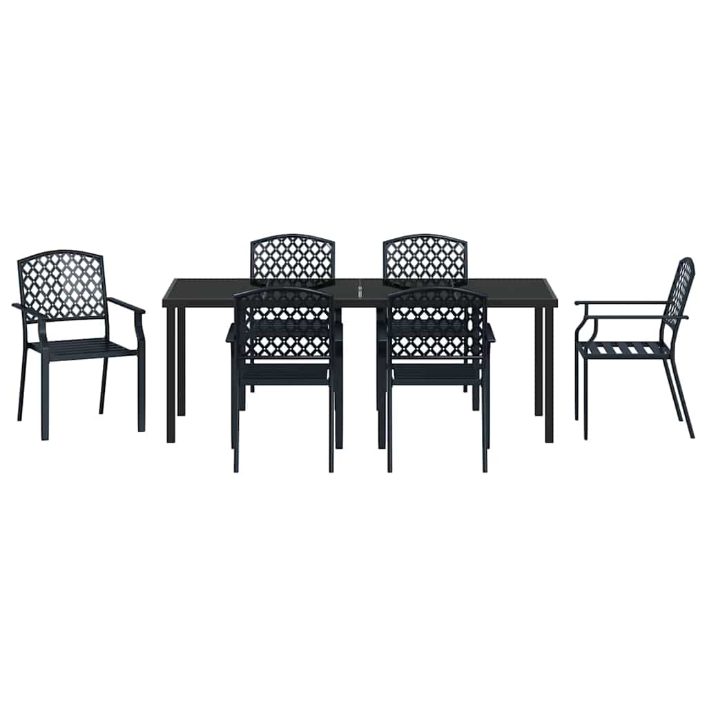Tuin eettafelset 7 pcs Antraciet Gepoedercoat staal – afbeelding 7