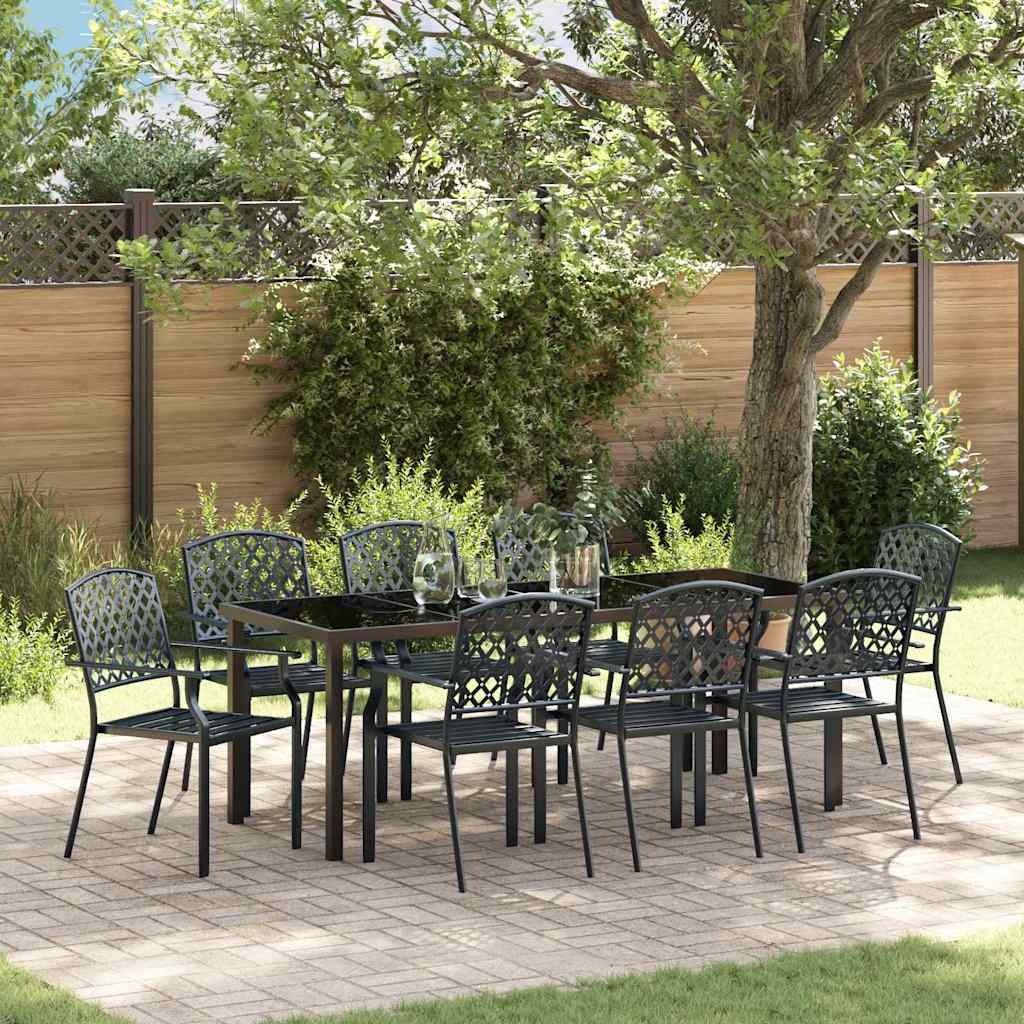 Tuin eettafelset 9 pcs Antraciet Gepoedercoat staal – afbeelding 1