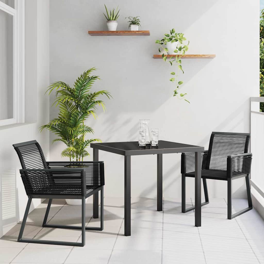 Tuin eettafelset 3 pcs Zwart Gepoedercoat staal – afbeelding 1