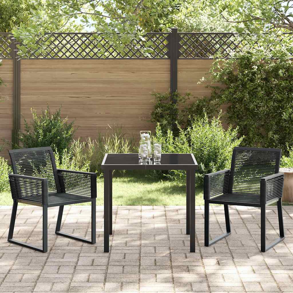 Tuin eettafelset 3 pcs Zwart Gepoedercoat staal – afbeelding 4