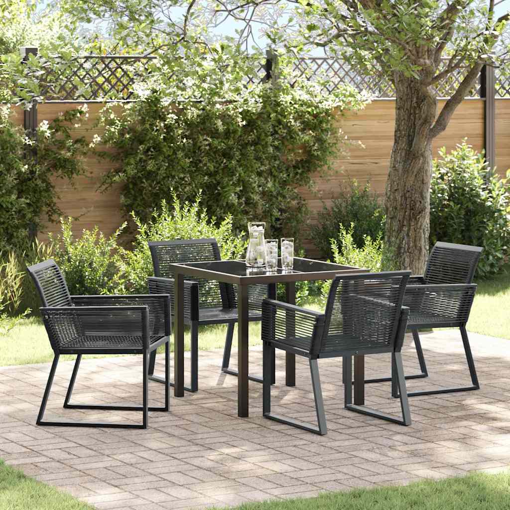 Tuin eettafelset 5 pcs Zwart Gepoedercoat staal – afbeelding 1