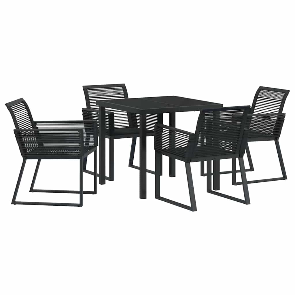 Tuin eettafelset 5 pcs Zwart Gepoedercoat staal – afbeelding 2