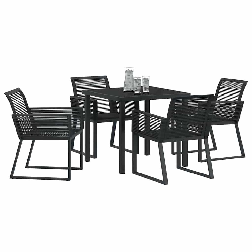 Tuin eettafelset 5 pcs Zwart Gepoedercoat staal – afbeelding 3