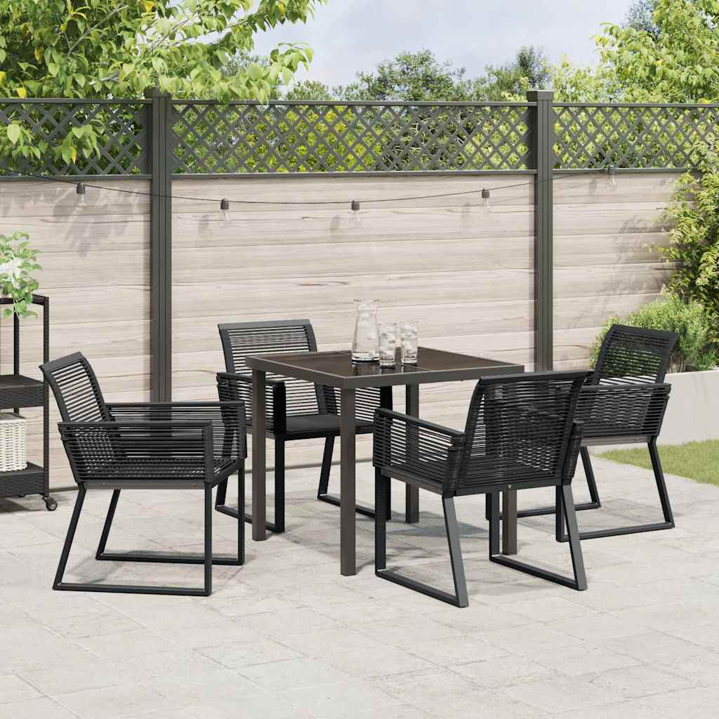 Tuin eettafelset 5 pcs Zwart Gepoedercoat staal – afbeelding 4