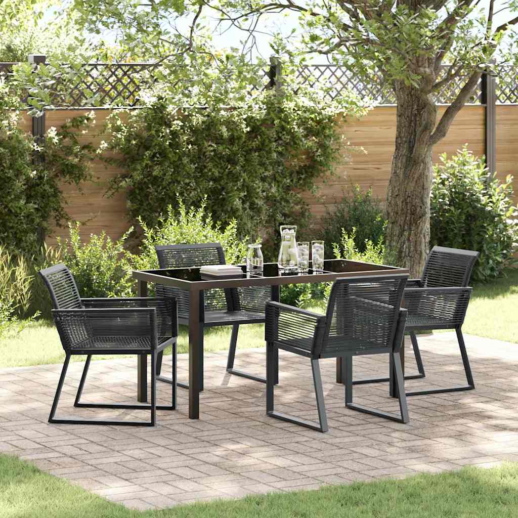 Tuin eettafelset 5 pcs Zwart Gepoedercoat staal – afbeelding 1
