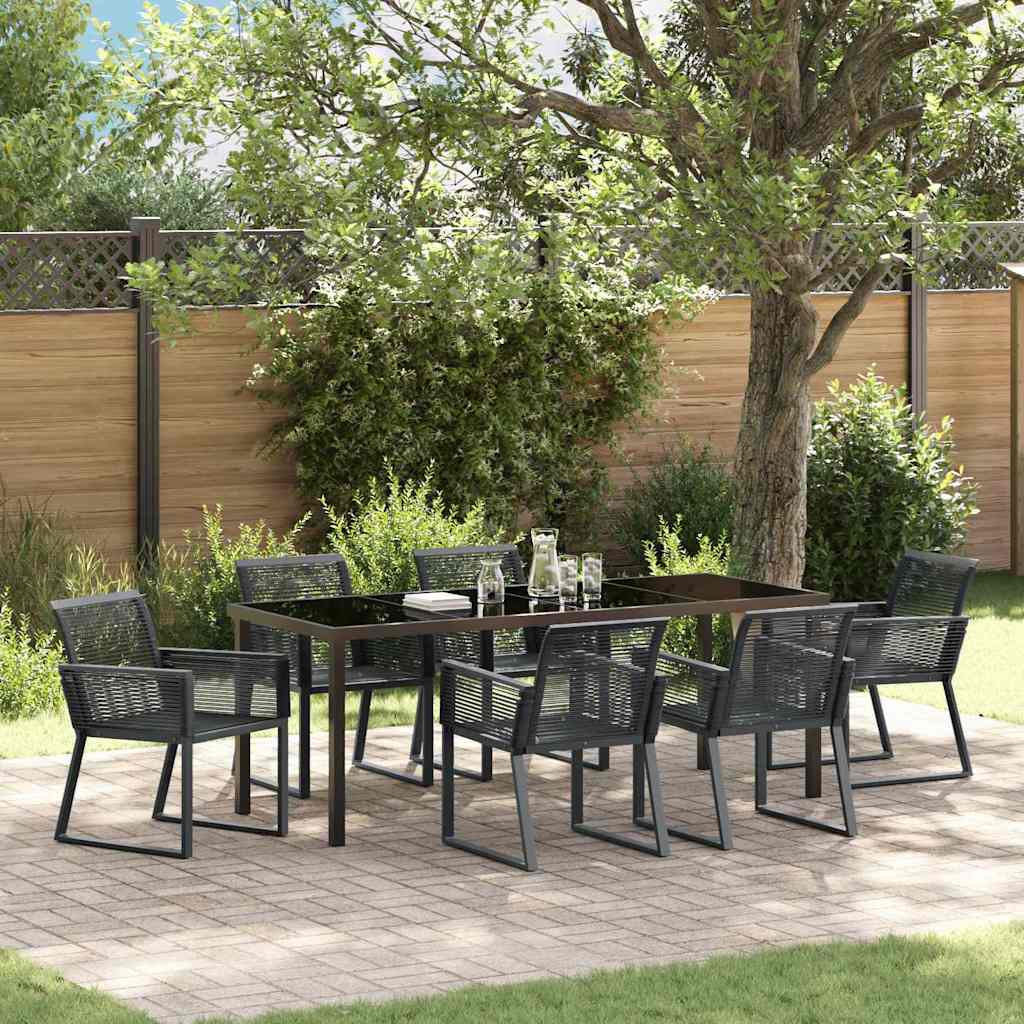 Tuin eettafelset 7 pcs Zwart Gepoedercoat staal – afbeelding 1