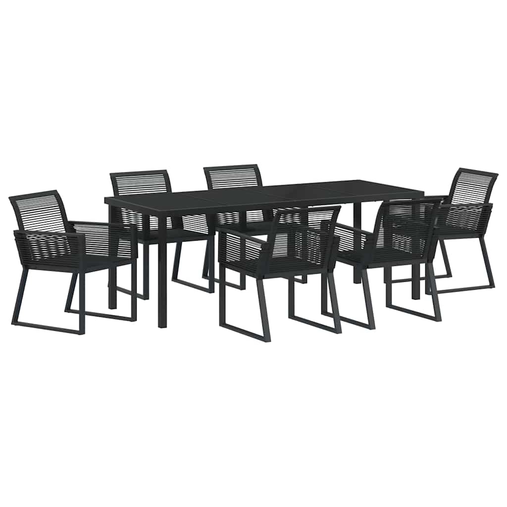 Tuin eettafelset 7 pcs Zwart Gepoedercoat staal – afbeelding 2