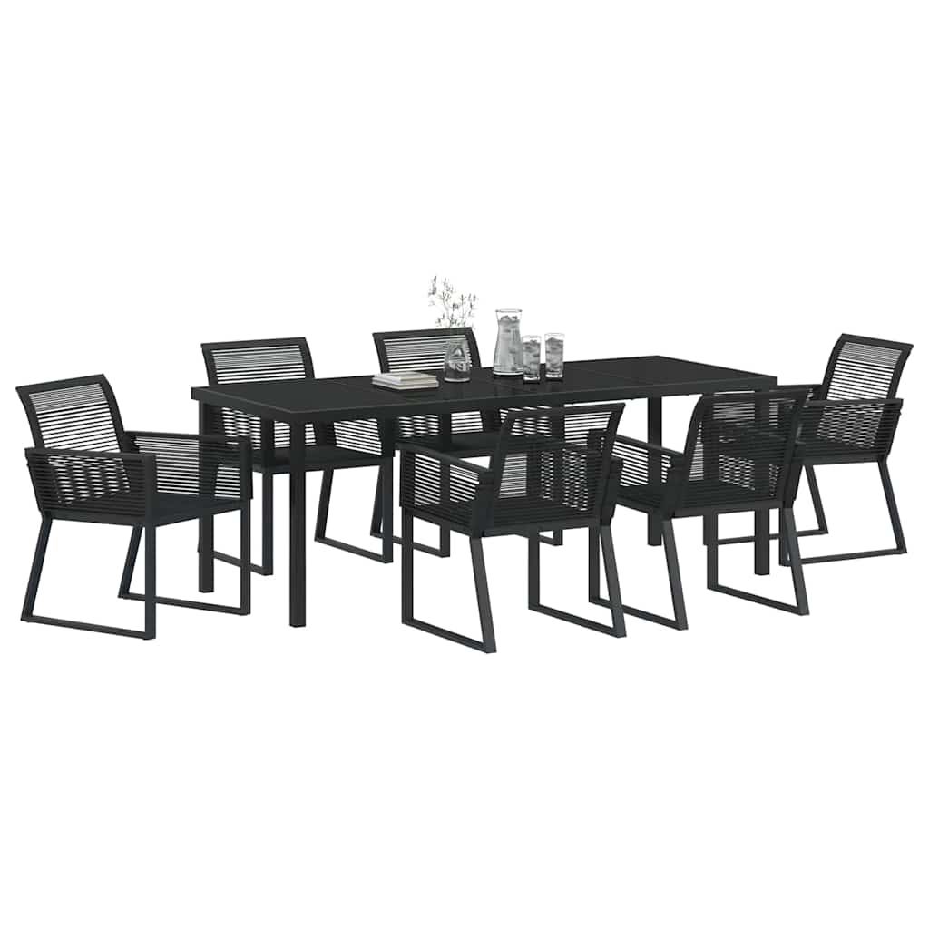 Tuin eettafelset 7 pcs Zwart Gepoedercoat staal – afbeelding 3