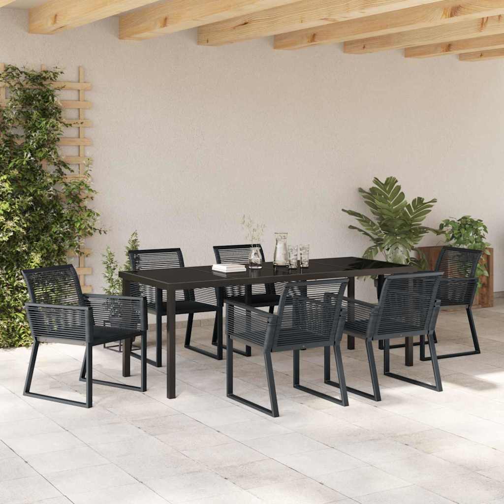Tuin eettafelset 7 pcs Zwart Gepoedercoat staal – afbeelding 4