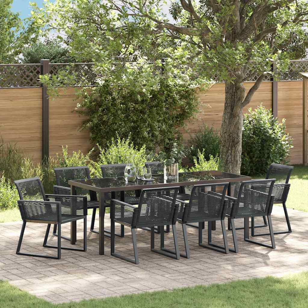 Tuin eettafelset 9 pcs Zwart Gepoedercoat staal – afbeelding 1