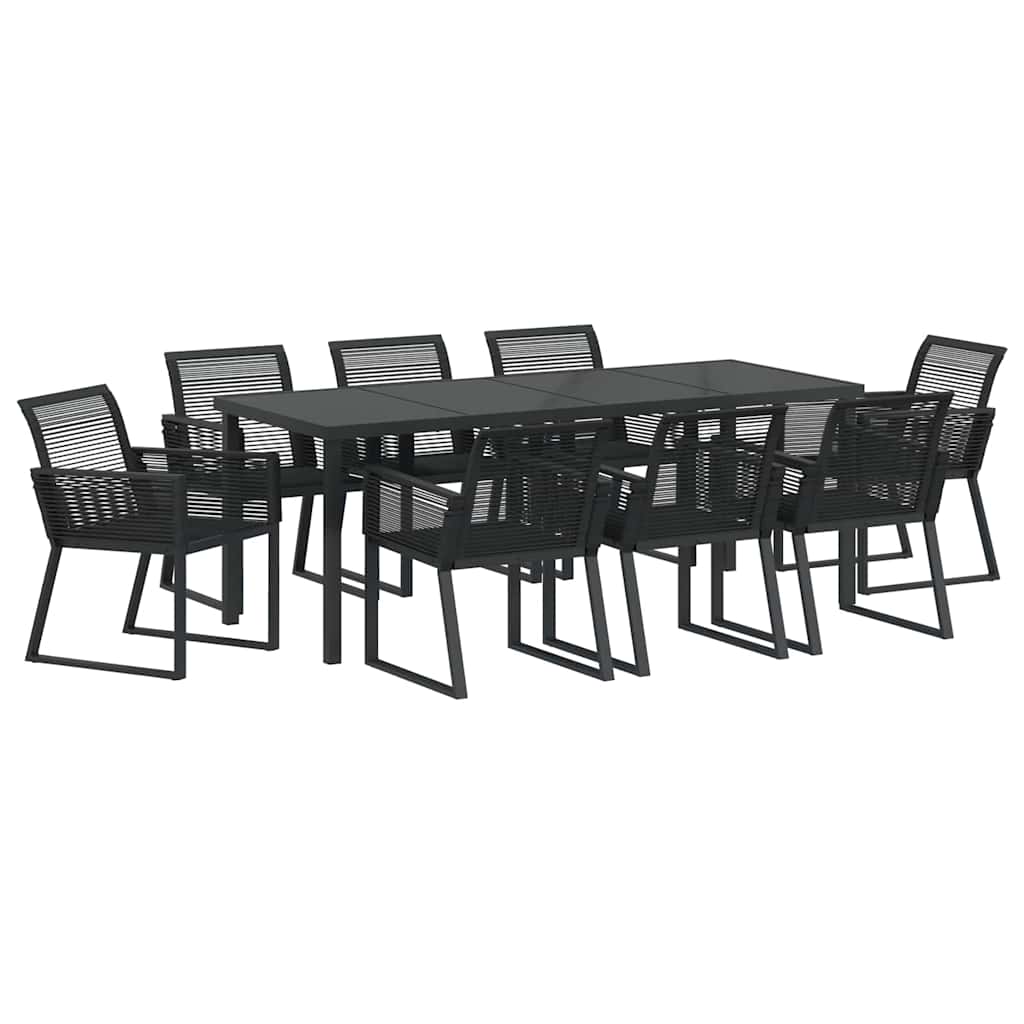 Tuin eettafelset 9 pcs Zwart Gepoedercoat staal – afbeelding 2