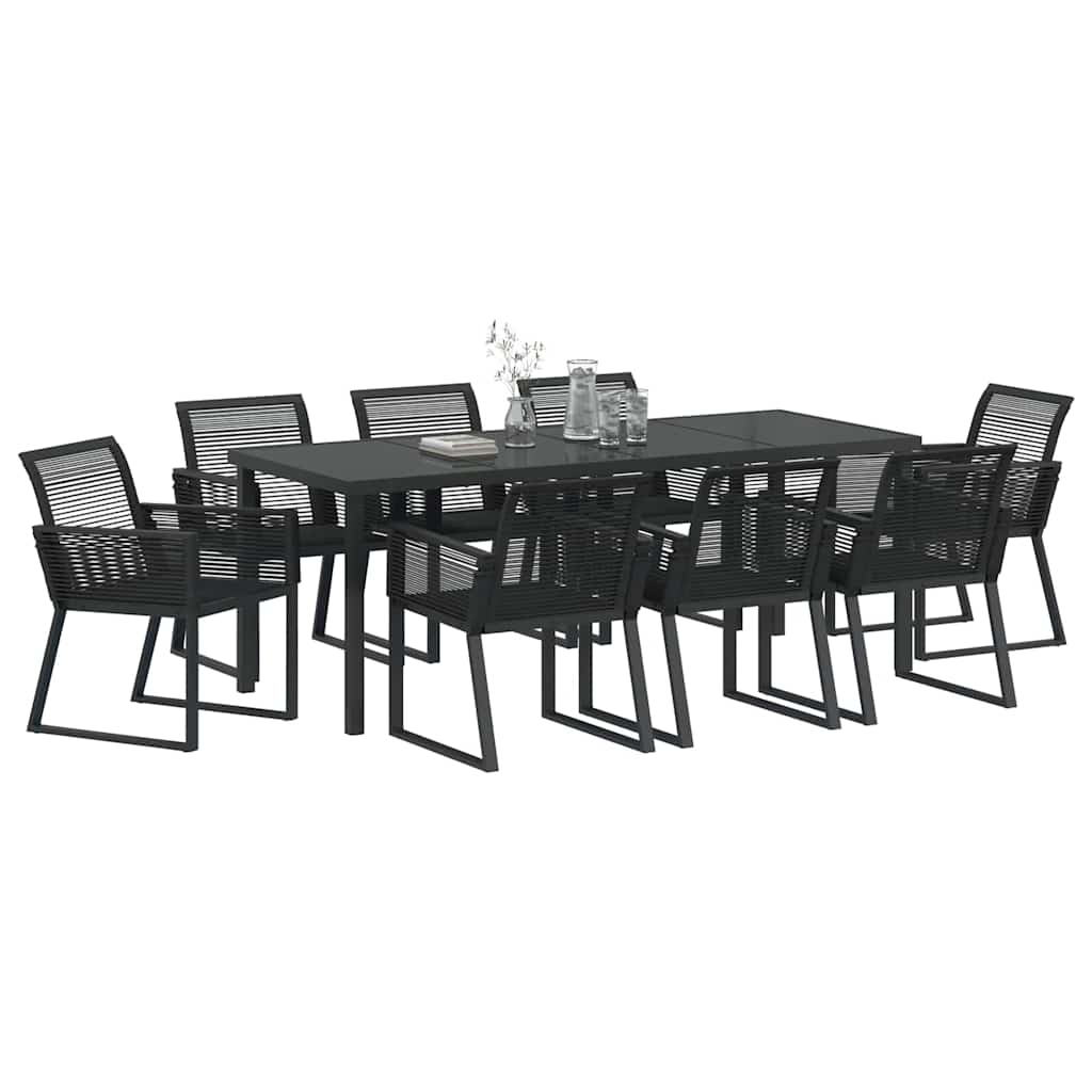 Tuin eettafelset 9 pcs Zwart Gepoedercoat staal – afbeelding 3