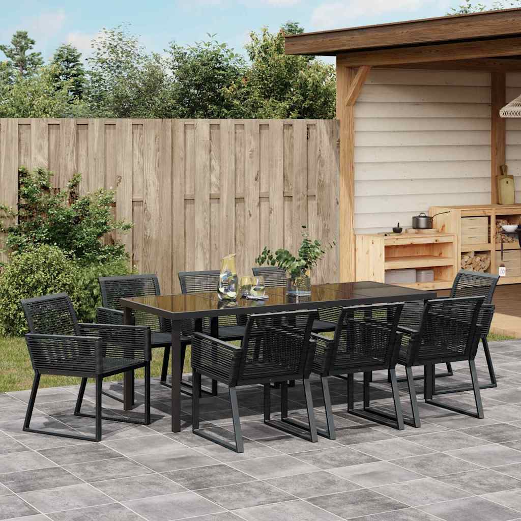 Tuin eettafelset 9 pcs Zwart Gepoedercoat staal – afbeelding 4
