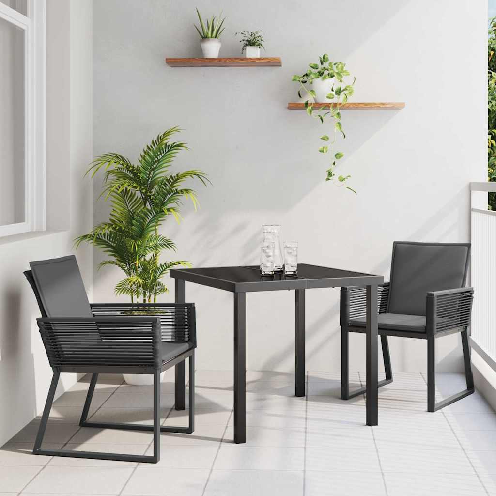Tuin eettafelset 3 pcs Zwart Gepoedercoat staal – afbeelding 1