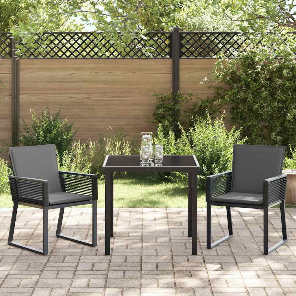 Tuin eettafelset 3 pcs Zwart Gepoedercoat staal – afbeelding 4