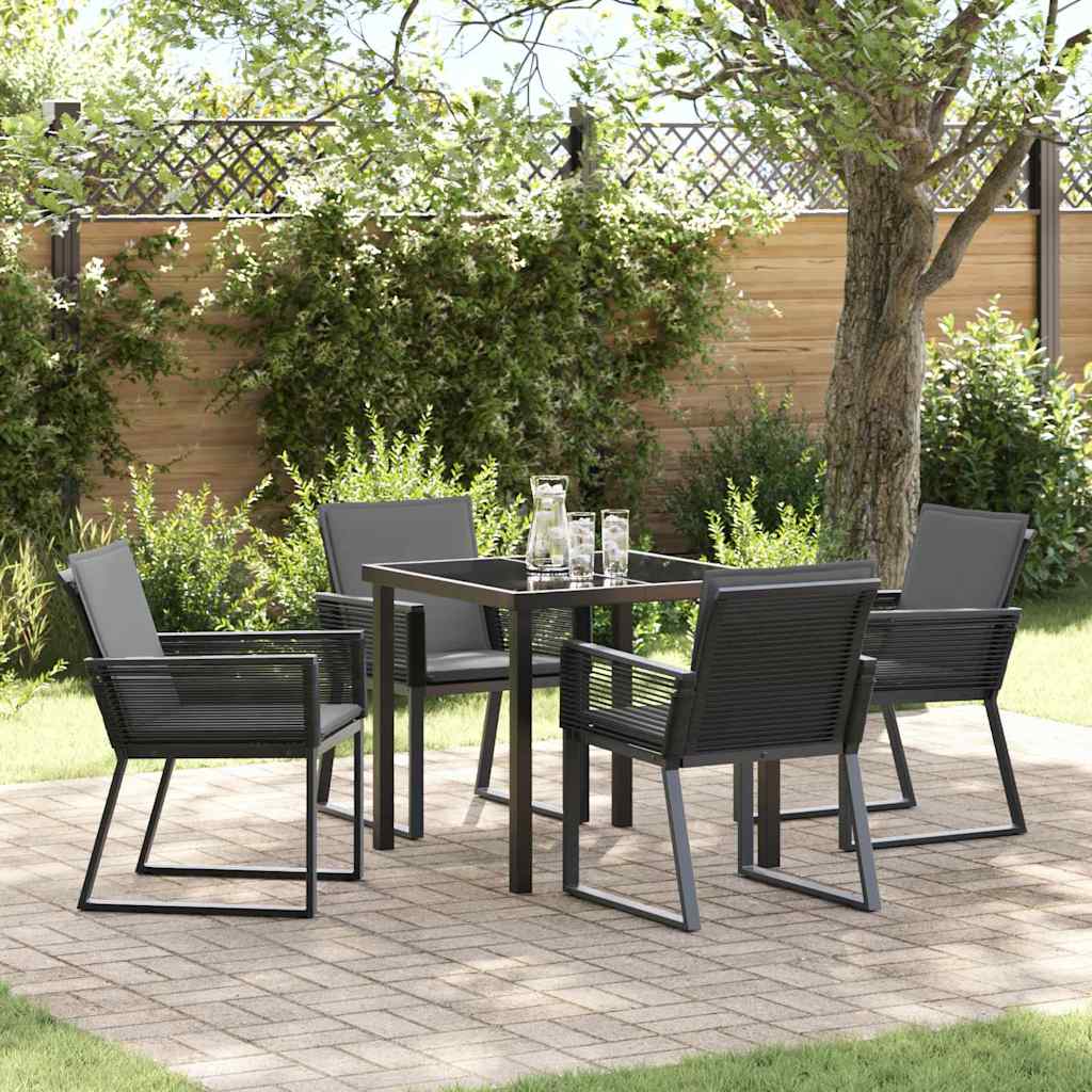 Tuin eettafelset 5 pcs Zwart Gepoedercoat staal – afbeelding 1