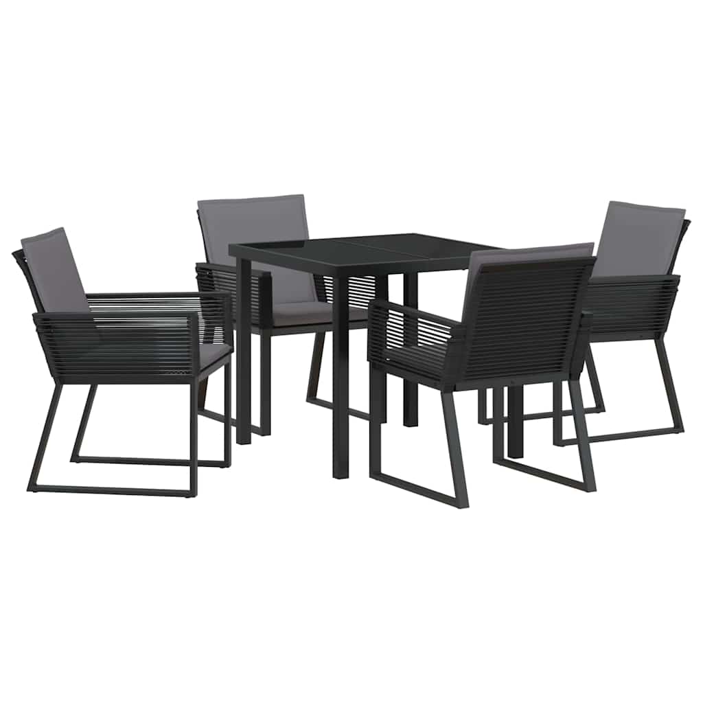 Tuin eettafelset 5 pcs Zwart Gepoedercoat staal – afbeelding 2