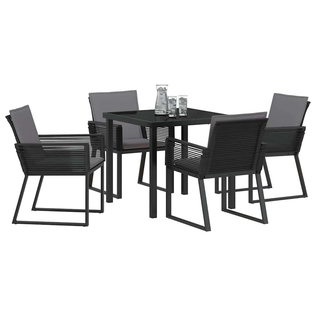 Tuin eettafelset 5 pcs Zwart Gepoedercoat staal – afbeelding 3