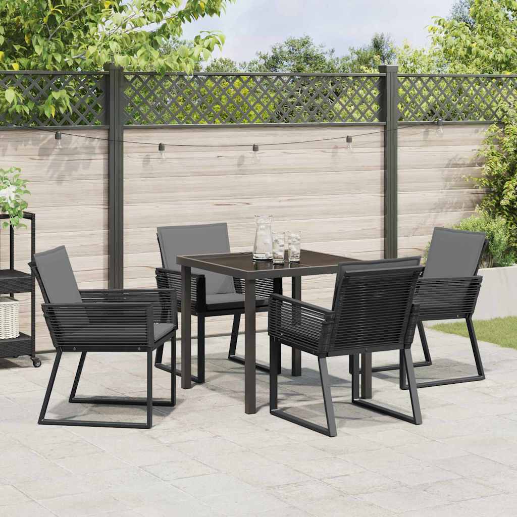Tuin eettafelset 5 pcs Zwart Gepoedercoat staal – afbeelding 4
