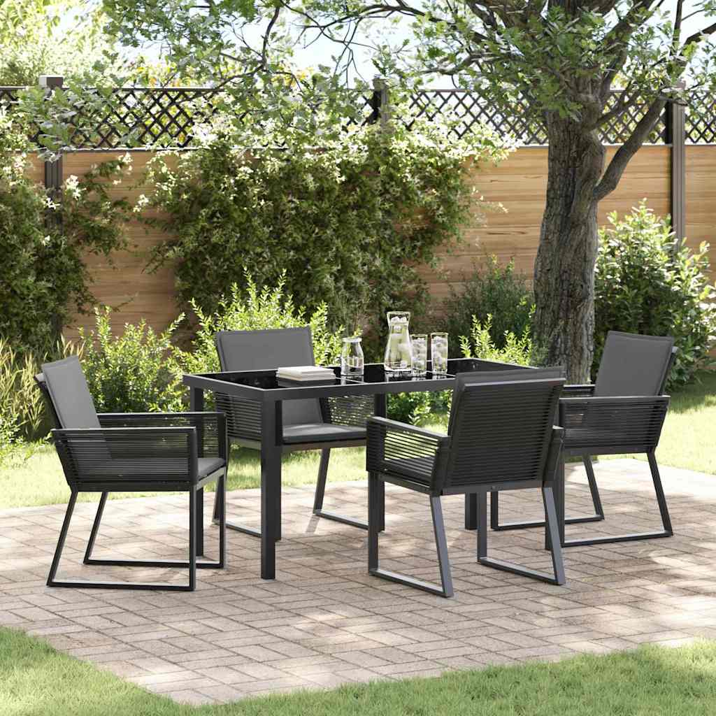 Tuin eettafelset 5 pcs Zwart Gepoedercoat staal – afbeelding 1