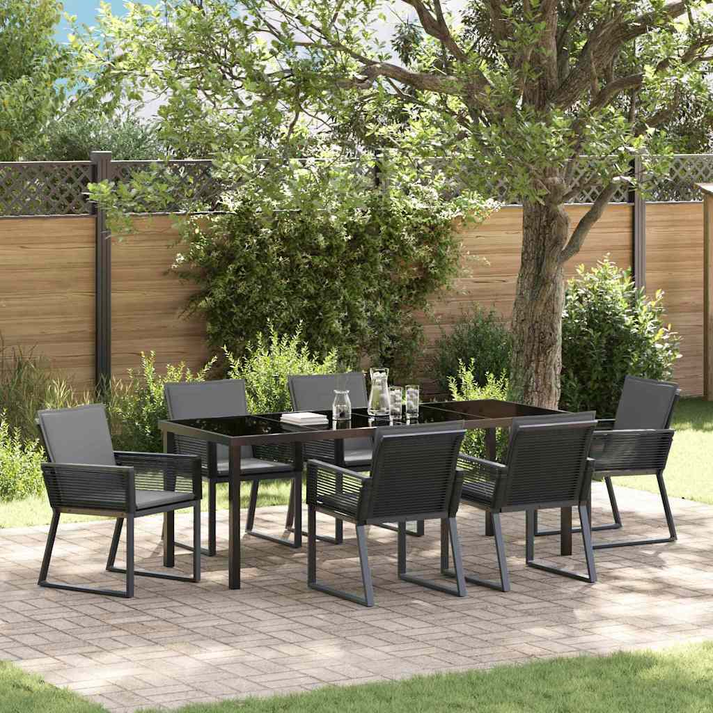 Tuin eettafelset 7 pcs Zwart Gepoedercoat staal – afbeelding 1
