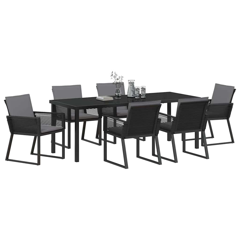 Tuin eettafelset 7 pcs Zwart Gepoedercoat staal – afbeelding 3