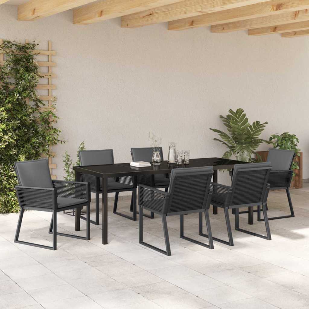 Tuin eettafelset 7 pcs Zwart Gepoedercoat staal – afbeelding 4