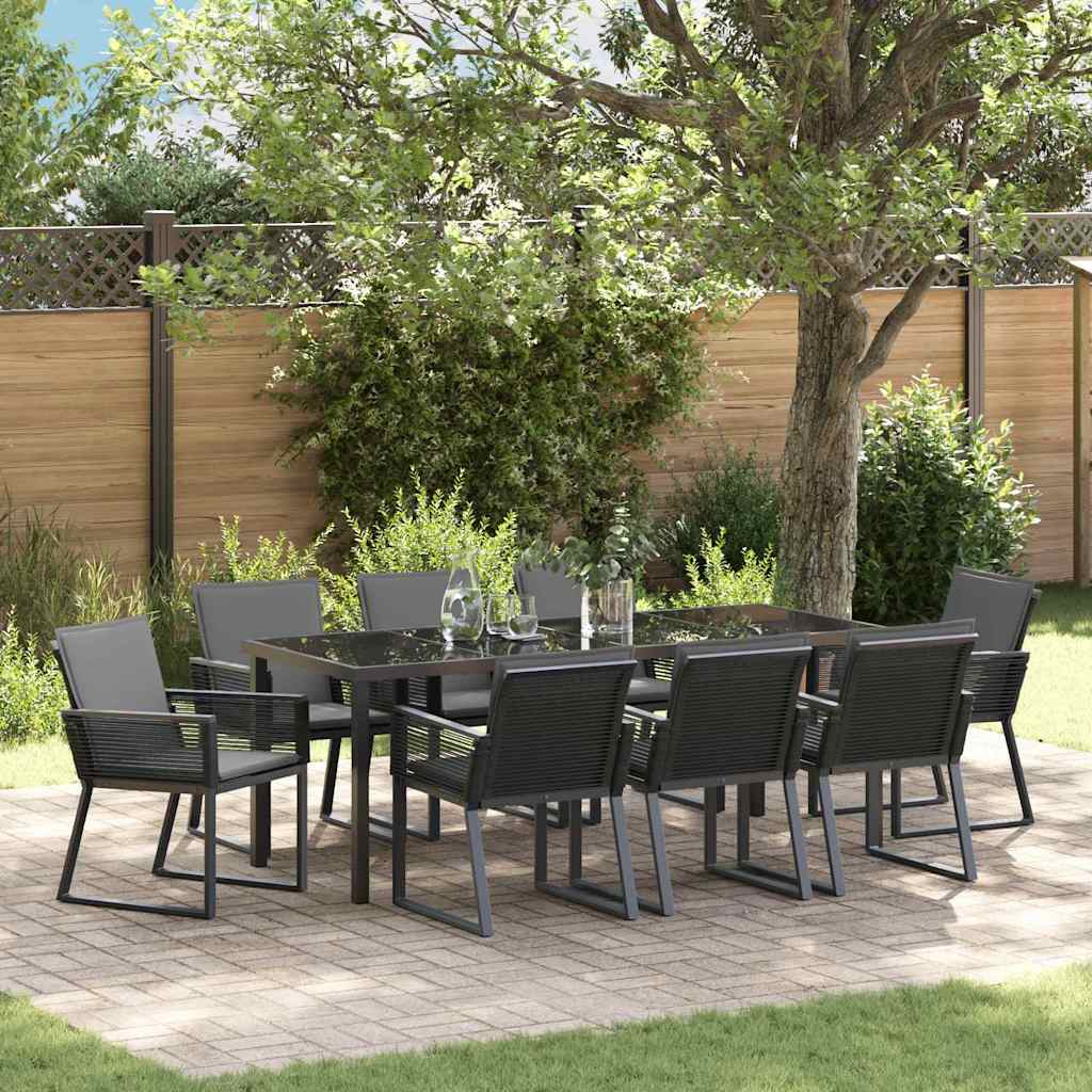 Tuin eettafelset 9 pcs Zwart Gepoedercoat staal – afbeelding 1