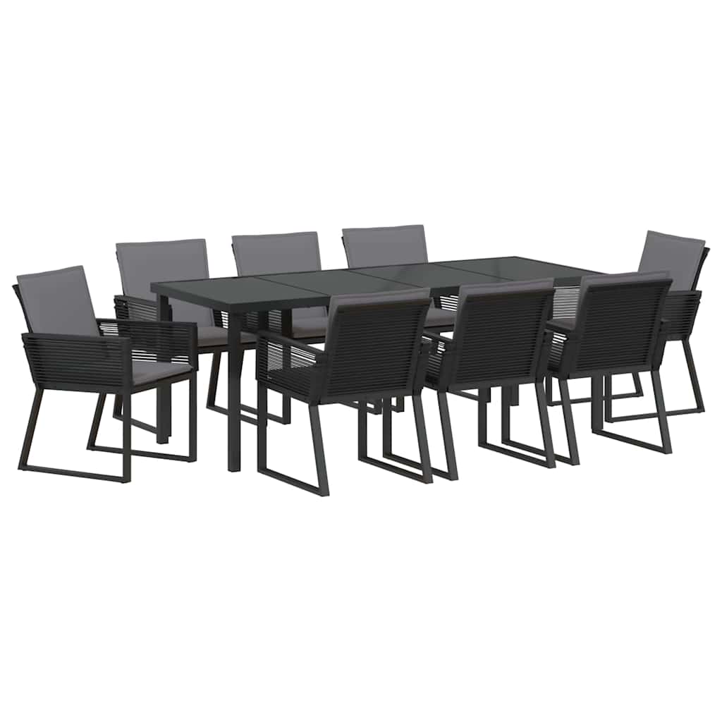 Tuin eettafelset 9 pcs Zwart Gepoedercoat staal – afbeelding 2