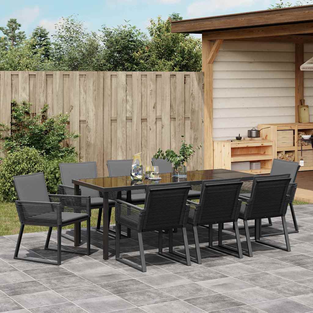 Tuin eettafelset 9 pcs Zwart Gepoedercoat staal – afbeelding 4