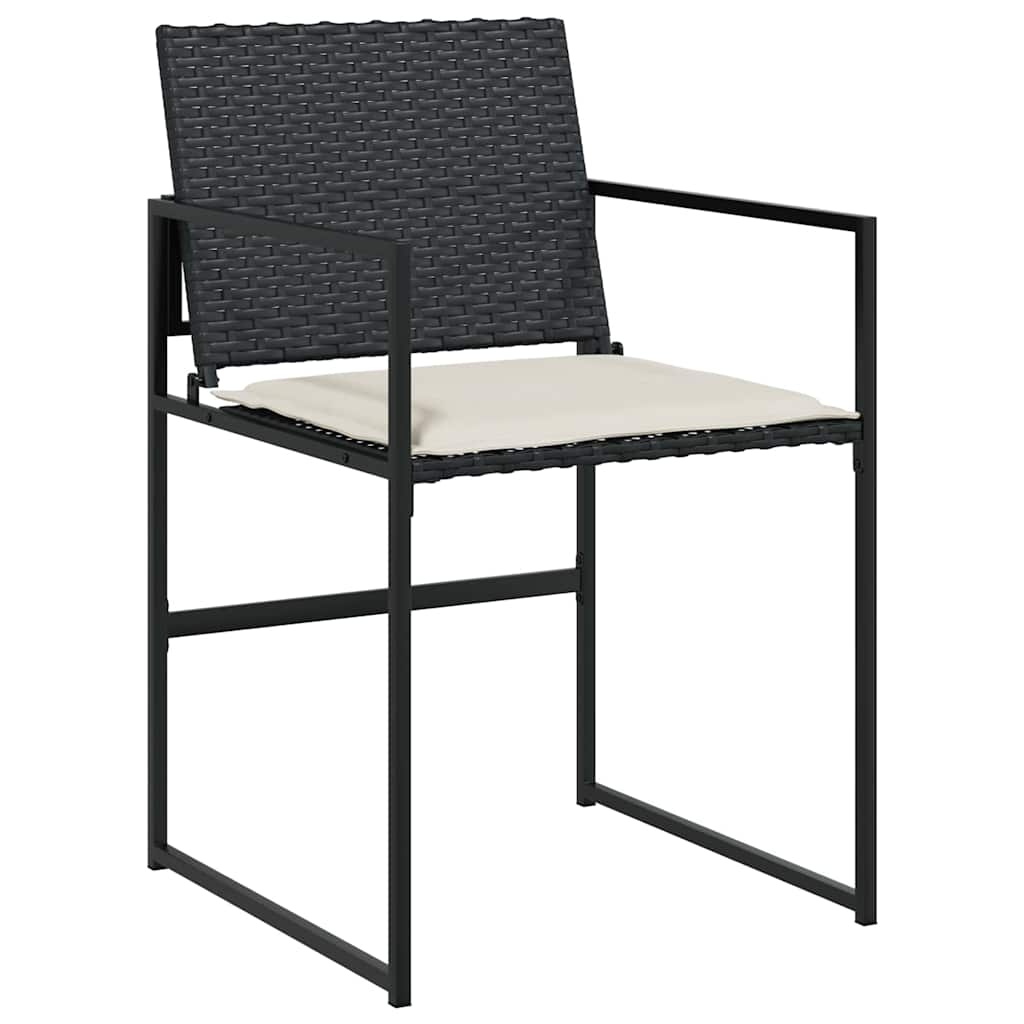Tuin eettafelset met kussen 9 pcs Zwart en Crème poly rattan – afbeelding 6