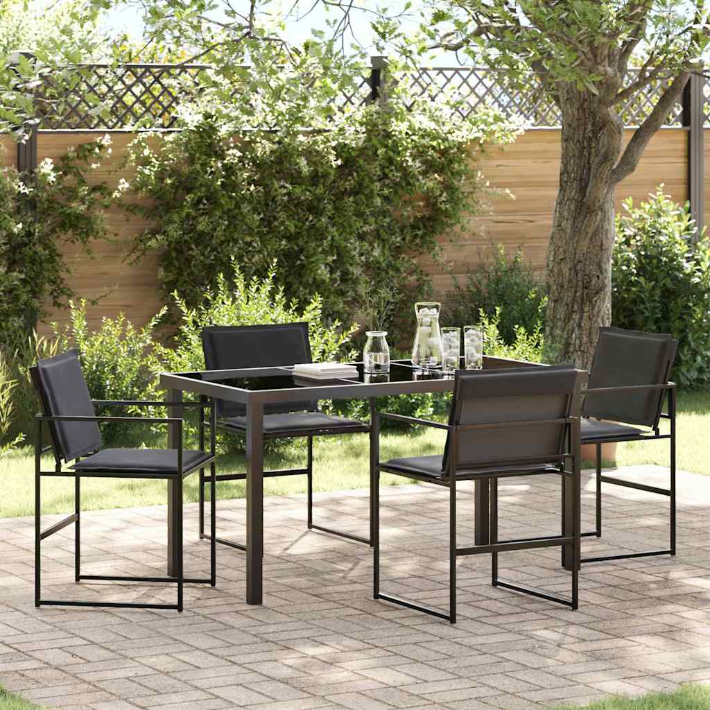 Tuin eettafelset 5 pcs Zwart 140 x 70 x 73 cm