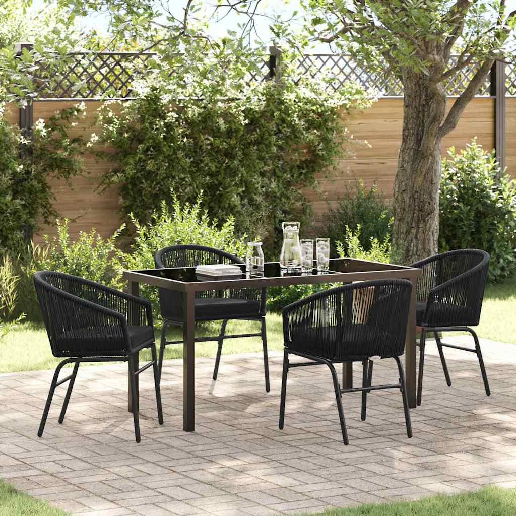 Tuin eettafelset 5 pcs Zwart Gepoedercoat staal – afbeelding 1