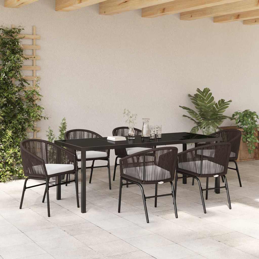 Tuin eettafelset 7 pcs Bruin Gepoedercoat staal – afbeelding 4