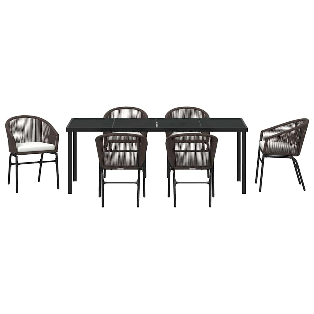 Tuin eettafelset 7 pcs Bruin Gepoedercoat staal – afbeelding 7