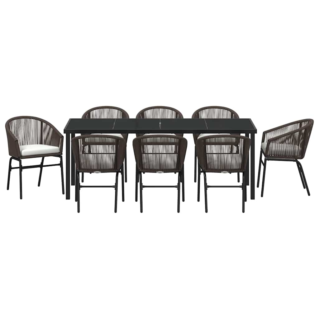 Tuin eettafelset 9 pcs Bruin Gepoedercoat staal – afbeelding 7