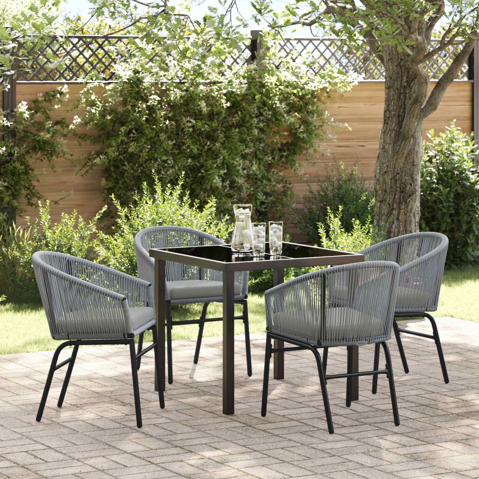 Tuin eettafelset 5 pcs Antraciet Gepoedercoat staal – afbeelding 1