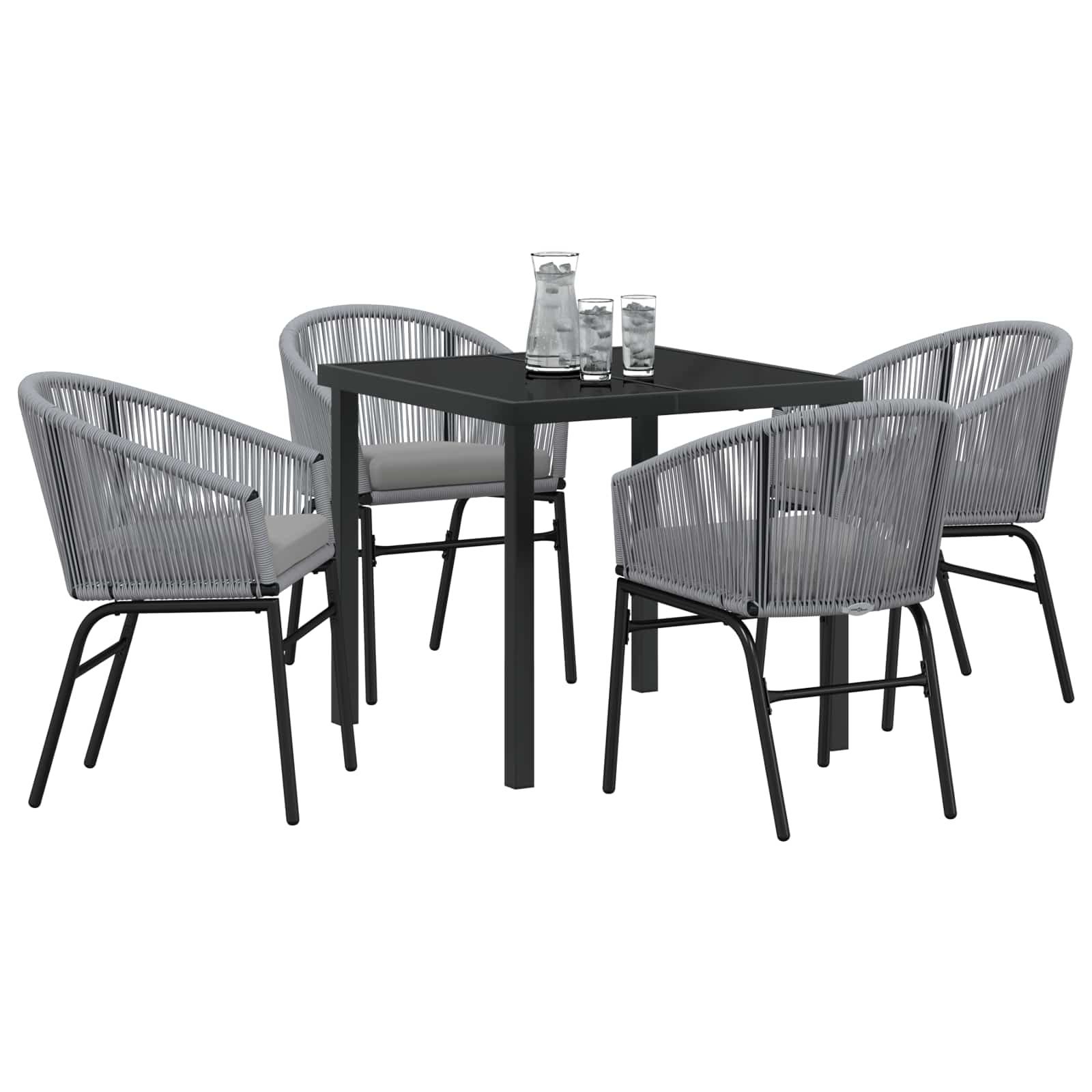 Tuin eettafelset 5 pcs Antraciet Gepoedercoat staal – afbeelding 3
