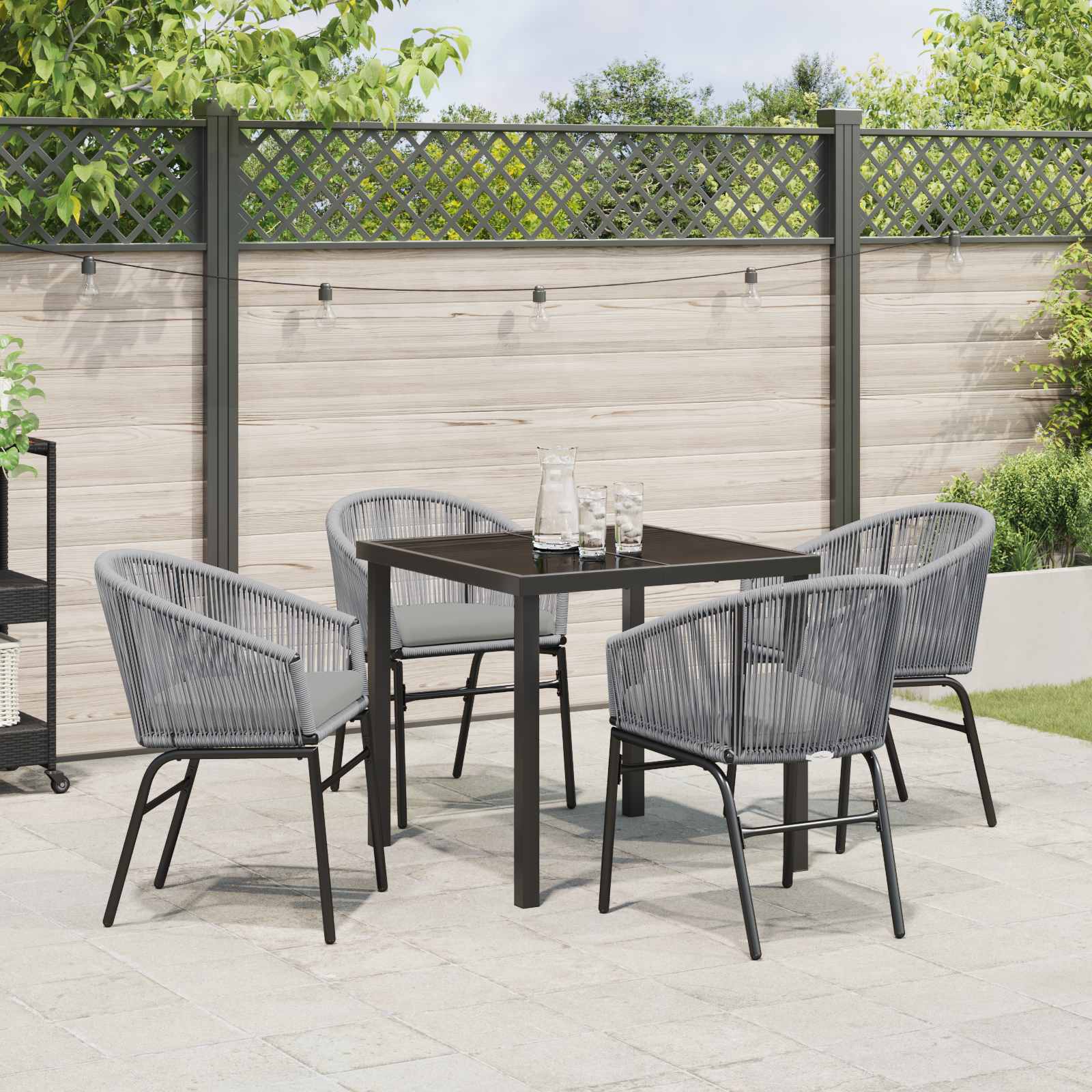 Tuin eettafelset 5 pcs Antraciet Gepoedercoat staal – afbeelding 4
