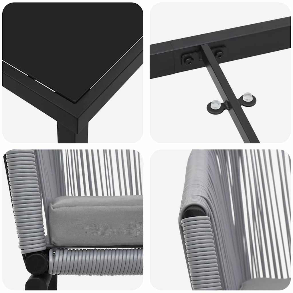 Tuin eettafelset 7 pcs Antraciet Gepoedercoat staal – afbeelding 9